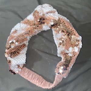 Pink and white  sparkly headband